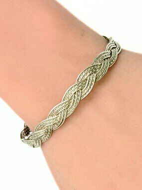 Amazing Marked Sterling Silver Twisted Braided Openwork Bracelet